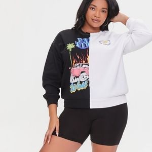 Color Block Graphic Crewneck Sweater